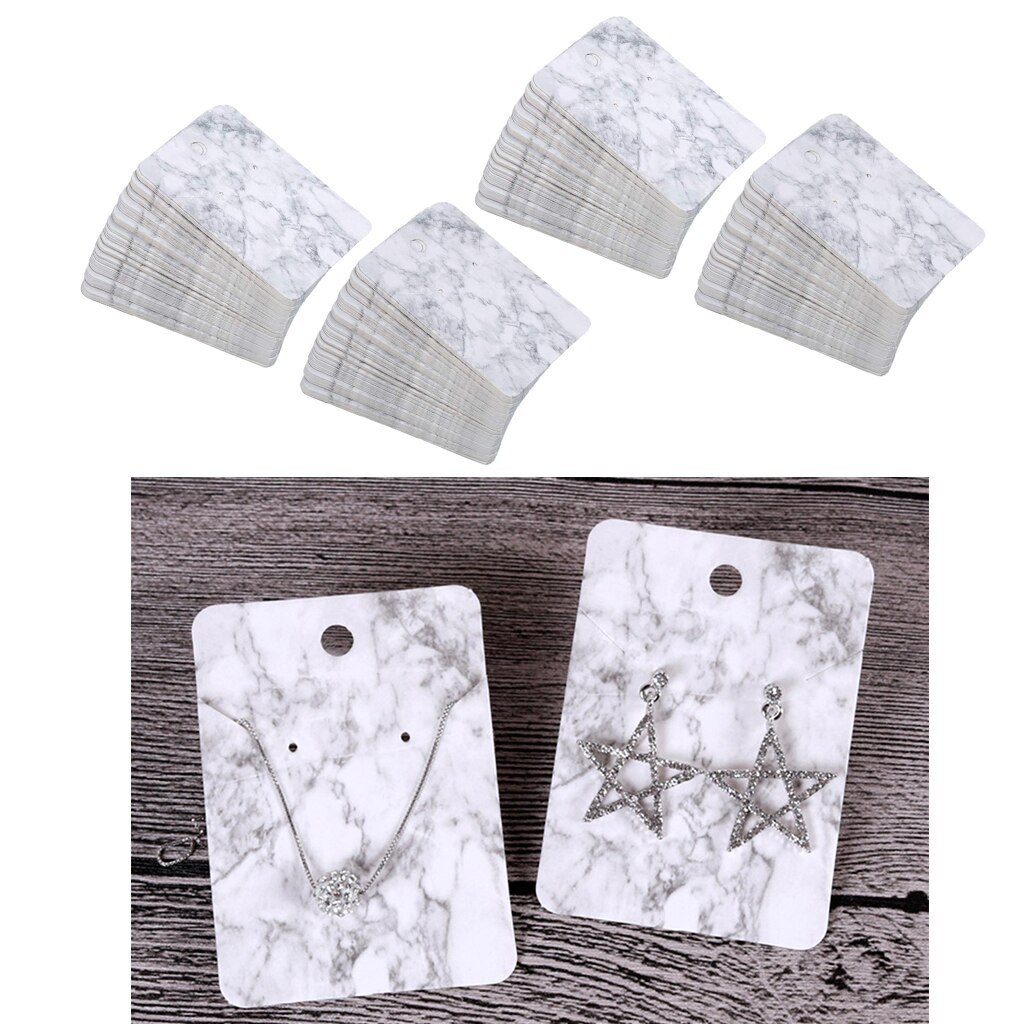 200 Pcs/Set, Marble Pattern Packing Cards for Earrings, Necklaces, Bracelets Display