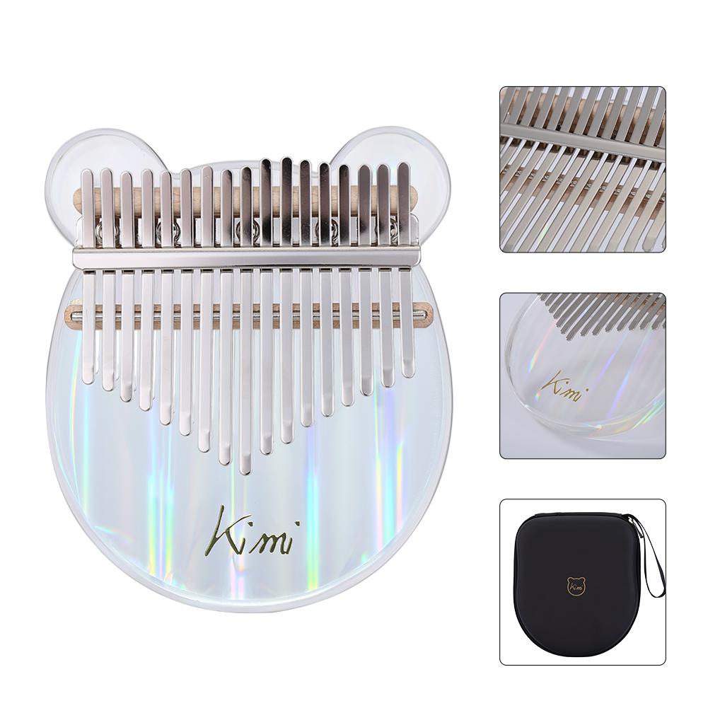 Kalimba Acrylic 17 Key Transparent Thumb Piano Mbira Sanza with Tuner Hammer Gig Kalimba Case Manual Christmas