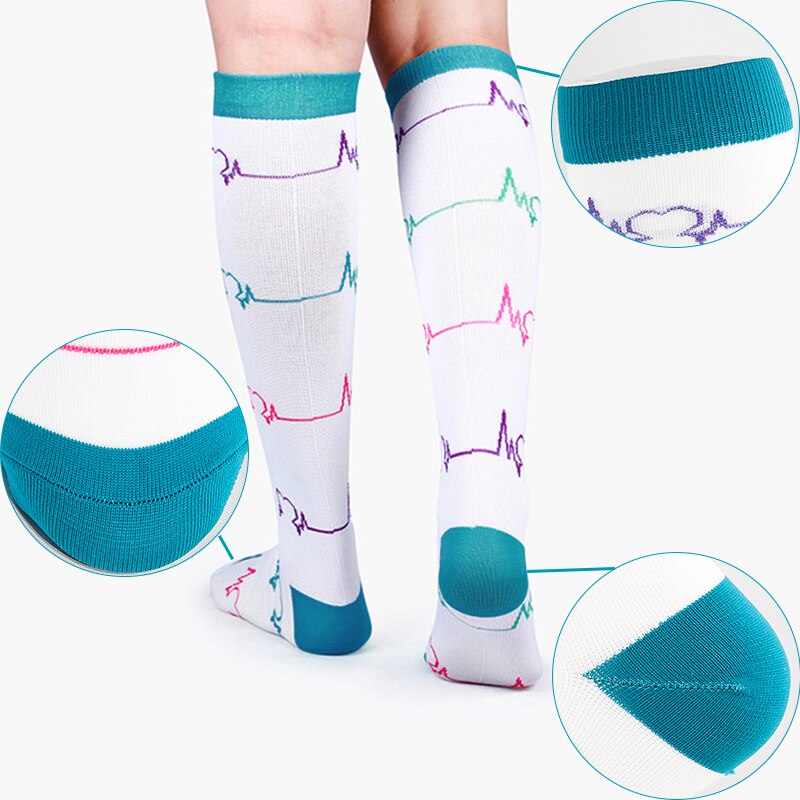Kvinde sokker sports stretch kompressionsstrømper sygeplejerske leggings høj lang tube løbe kompressionsstrømper lilla strømper