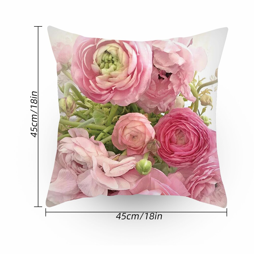45 x 45cm 1 blomst farverig sofa pudebetræk pink pudebetræk pudebetræk hjemme sovesofa stol dekoration 17.72x 17.72 tommer: M