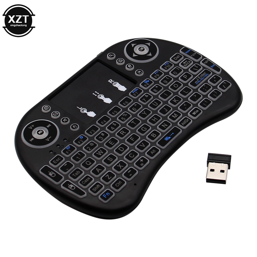 Miniteclado inalámbrico i8 retroiluminado, 3 colores, 2,4 ghz, inglés, Air Mouse con Touchpad, para ordenador portátil, TV, Android, decodificador, uso de batería AAA