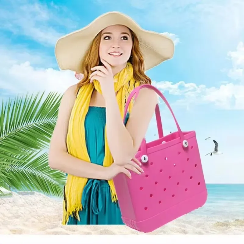 Gummi Frauen Bogg Tasche Sommer Schwimmbad Schulter Handtasche EVA Große Kapazität Warenkorb Weibliche Schwimmbad Tote Strand Zipfel