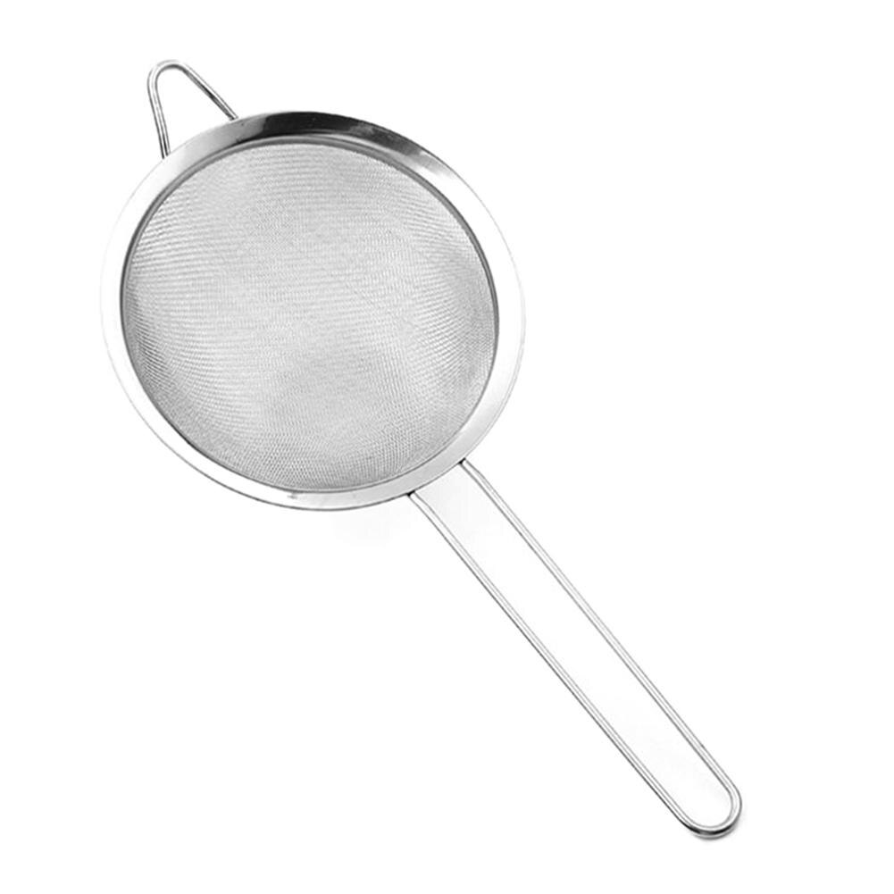 Mezclador de harinas manual de acero inoxidable, taza tamizadora de malla, herramienta para hornear azúcar glaseado, prensado a mano, utensilios para hornear: 10cm