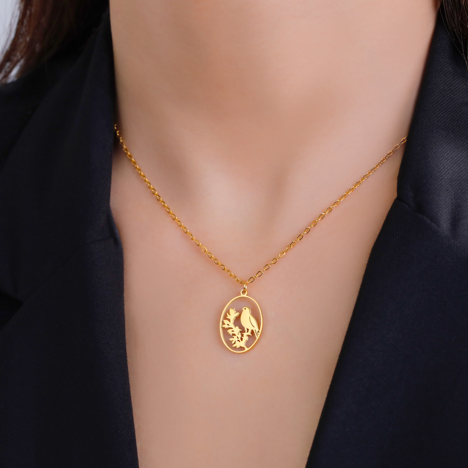 Roestvrijstalen Holle Ellips Dieren Hangers Ketting Meisjes Mode Schattige Konijn Vogels Serie Ketting Ketting Sieraden Voor Vrouwen