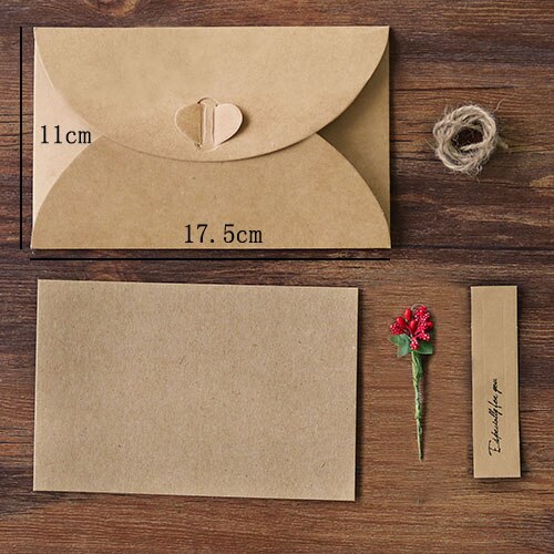 17.5 x 11cm 1pc kraftpapper kuvertpåsar vintage kuvert för kort scrapbooking brevpapper kuvert: L röd blomma