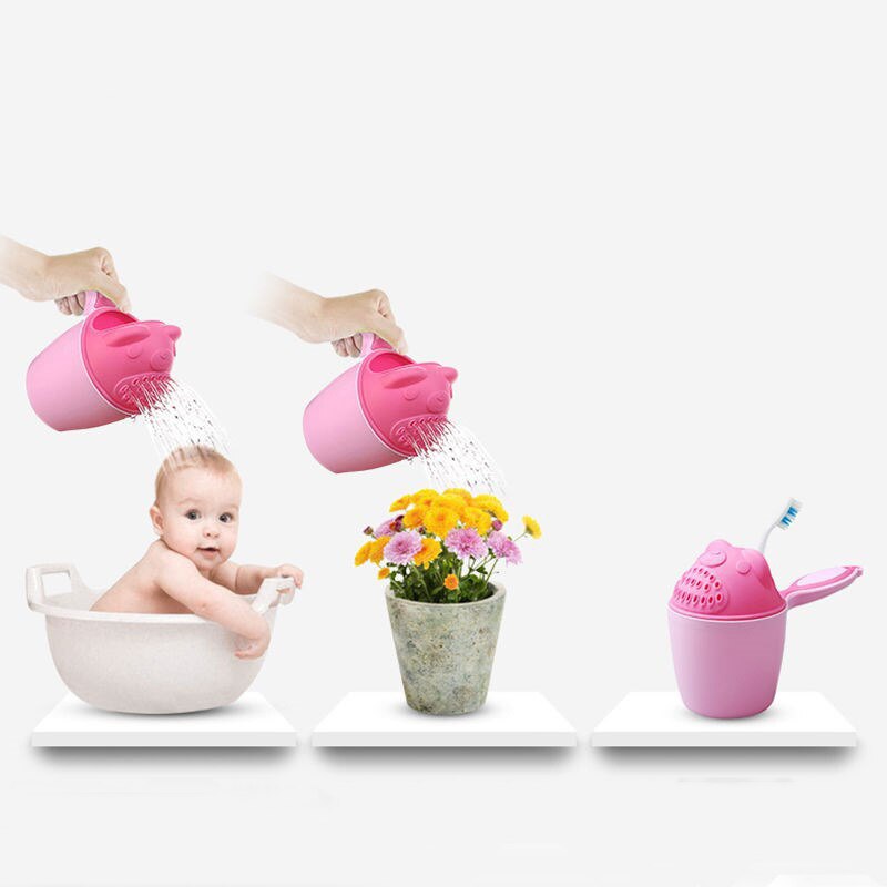 Petit seau de douche en forme de cuillère mignonne pour bébé,accessoire de bain pour nourrisson, décoré à thème de dessin animé, outil pour baignoire d&#39;enfant, écope, shampooing,