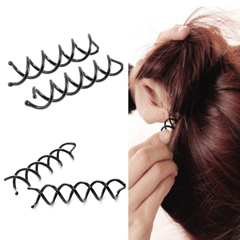 10 stk smultring hår bolle plate laget verktøy spiral spin skruenål hår klip hårnål twist hårspenne svart hår tilbehør metall klips