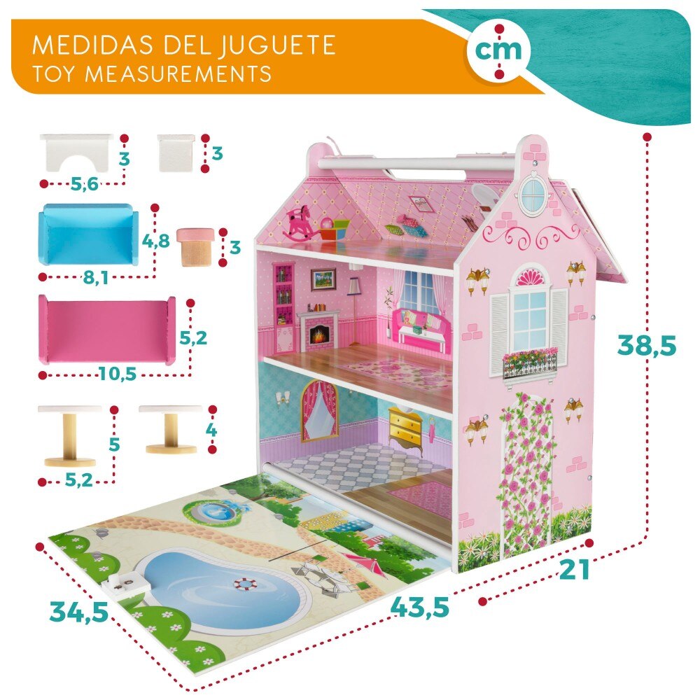 Casa de muñecas de madera Womax, Casa muñecas, Muebles para muñecas, Juguetes para niños, Muñecas para niñas, Casita de muñecas