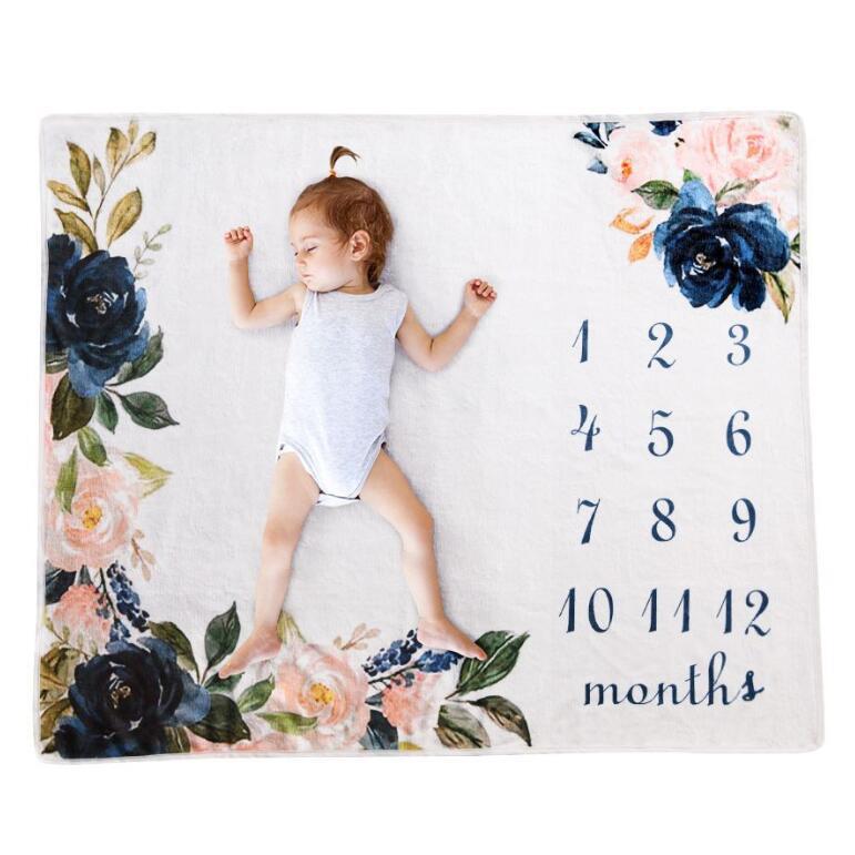 Zachte Flanellen Deken Gedenkteken Foto Achtergrond Baby Photo Props Baby Maandelijkse Groei Milestone Deken Warmswaddling Wrap: 15