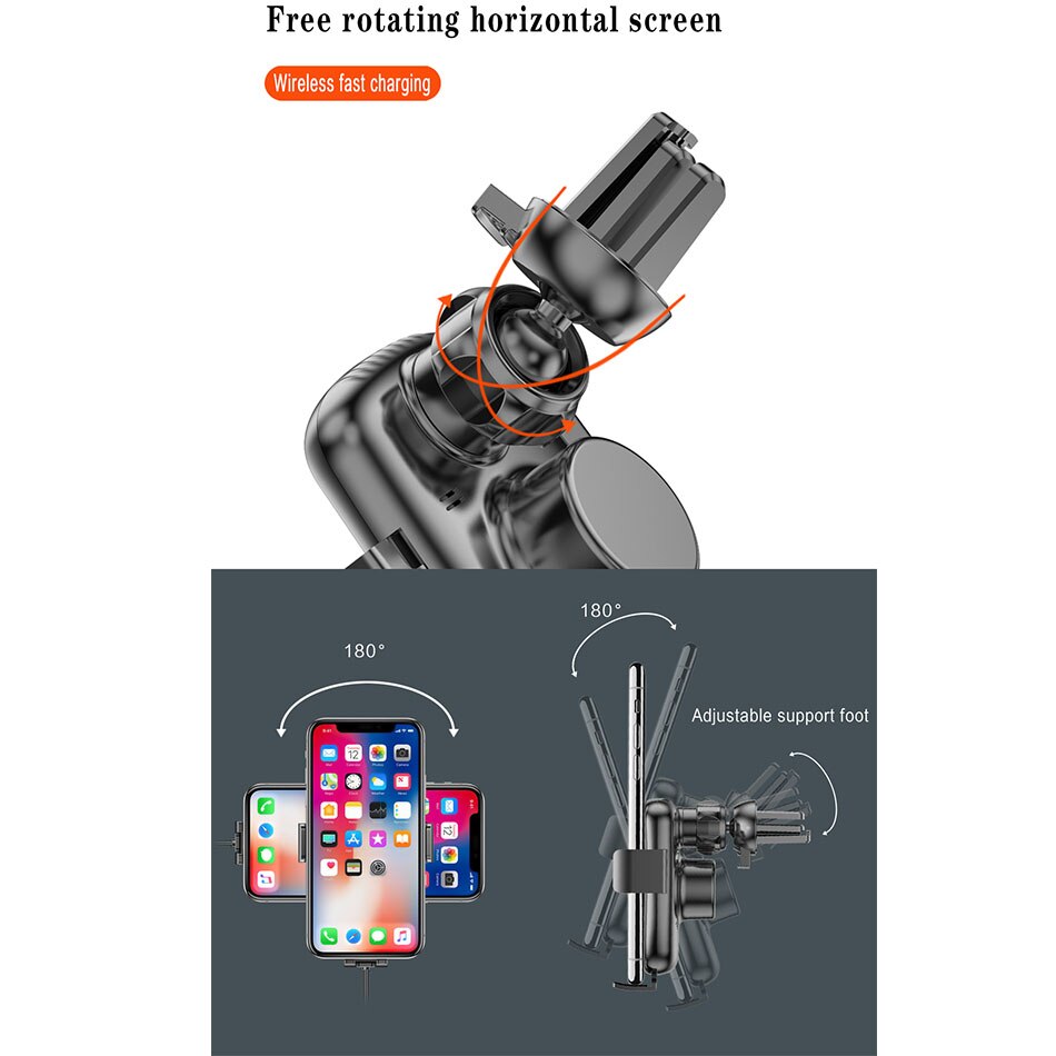 Caricabatterie Wireless per Auto 15W per iPhone caricabatteria da Auto per ricarica Wireless veloce per iPhone 11 X XR XS Samsung S8 S9 S10