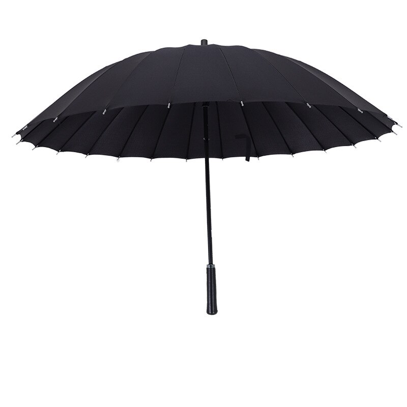 Parapluie d'affaires à 24 poignées en cuir pour hommes, coupe-vent, Double poignée droite et longue, couleur unie