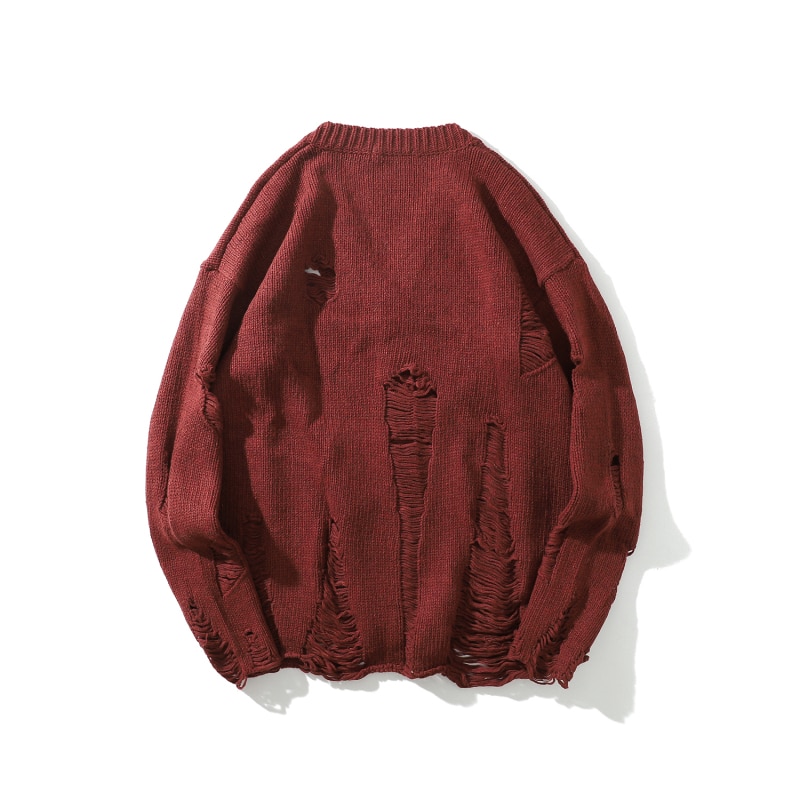 Cardigan de styliste en laine pour hommes, pull Streetwear Vintage, surdimensionné, , ample, avec trous déchirés, collection automne
