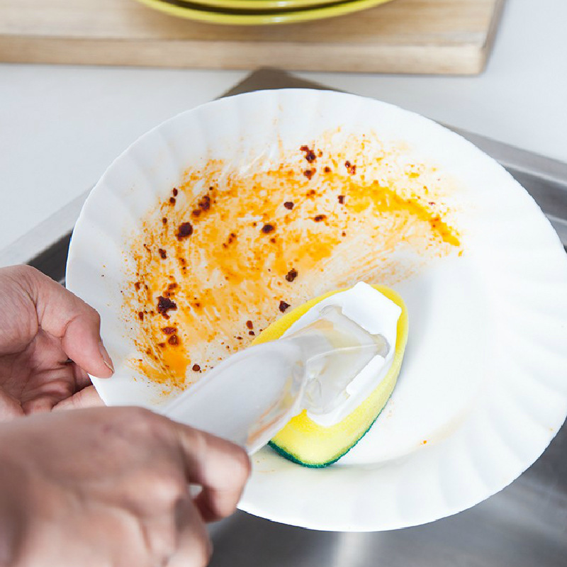 Herramienta de limpieza de cocina, cepillo para fregar platos con mango largo, dispensador de jabón líquido recargable, sartenes, tazón, esponja para lavar platos, toallita para ollas