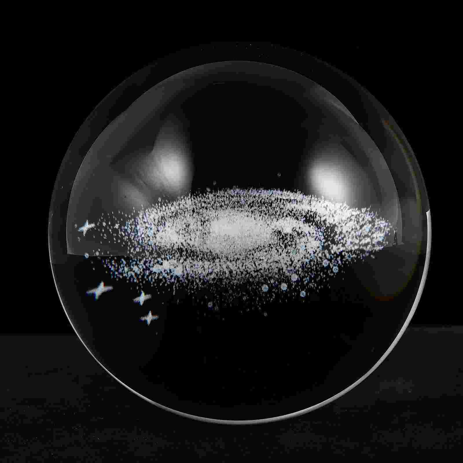 1Pc Carved Crystal Household Furnishing Office Desktop Decor Crystal: Milky Way Pattern