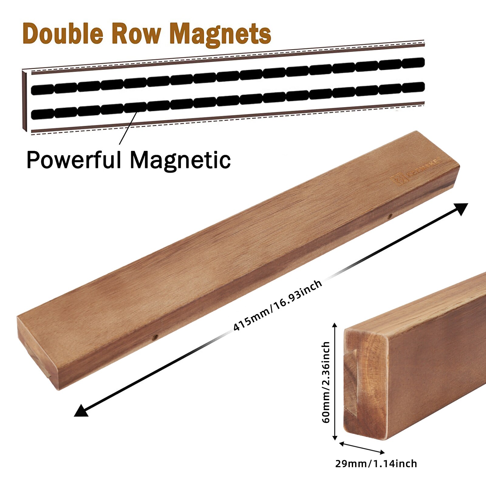 Keemake Magnetische Mes Houder Voor Keuken Messen Magneet Mes Hanger Voor Muur Acacia Houten Blok Krachtige Magnetische Strip