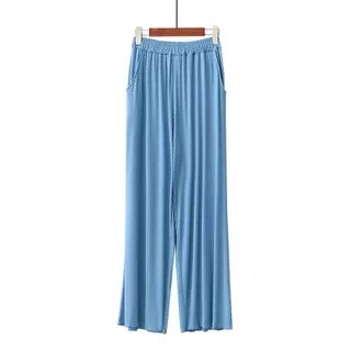 Spring And Autumn Ladies Cotton Pants Women Simple Style Large Size Comfort Loose Homewear Femme Soft Sleep Bottoms: blue