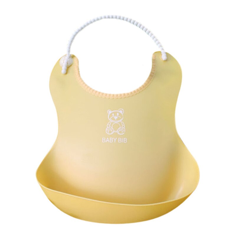 Cute Baby Bibs Kids Boys Girls Waterproof Feeding Bibs silicone Apron Saliva Towel Bib Smock Bib Cartoon Saliva Towel: Yellow