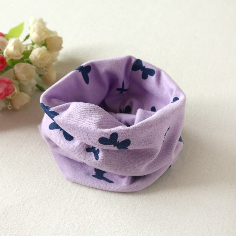 Baby Katoenen Sjaal Kinderen Mode Herfst Winter Jongens Meisjes Kraag Halsdoek Vlinder O-Ring Ronde Hals Sjaals: C Purple