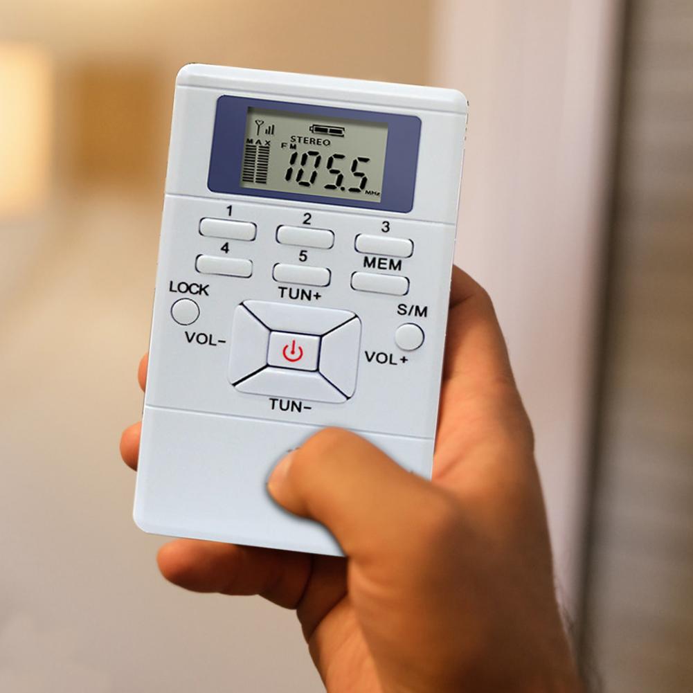 HRD-102 Digital Radio Mini LCD Display 24-hour Digital Clock Stereo FM Radio Receiver With Earphones for the Aged Pocket Speaker