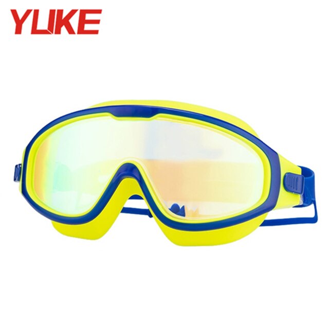 Big frame Adjustable kids swim Goggles Swimming Glasses Anti-Fog UV Protect Children Waterproof Silicone Mirrored Swim Eyewear: blue