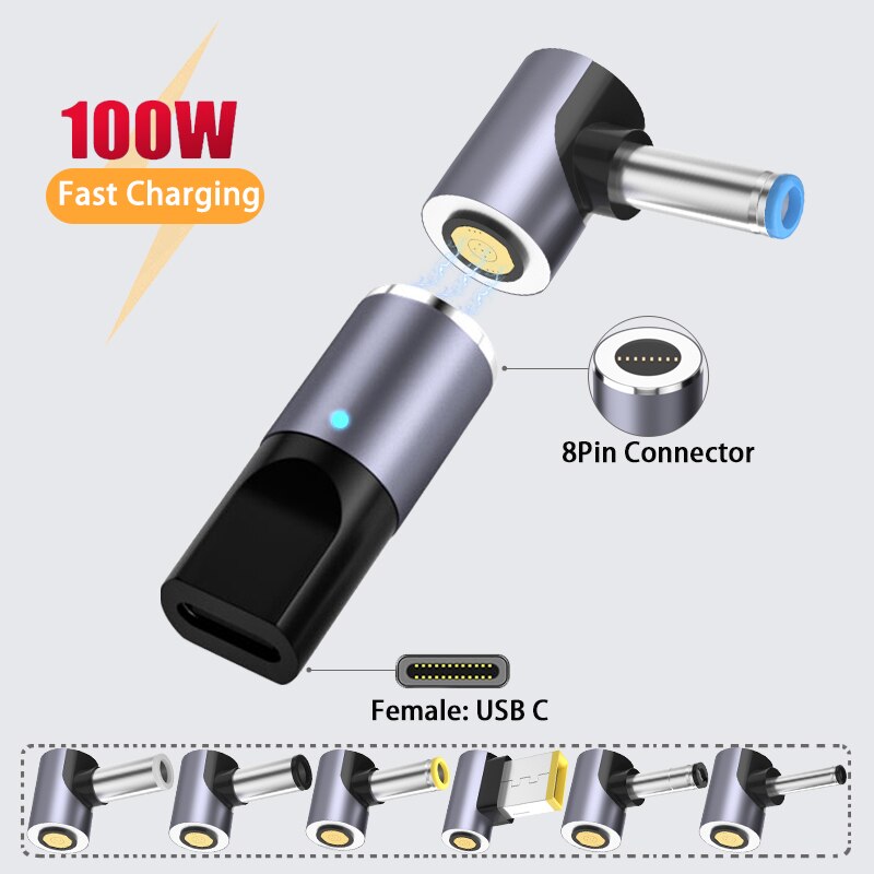 100W Magnetische Stecker Stecker USB C zu Typ C Kabel Adapter Schnelle Ladung USB Typ C Magnet Konverter für asus Hp Lenovo Laptop