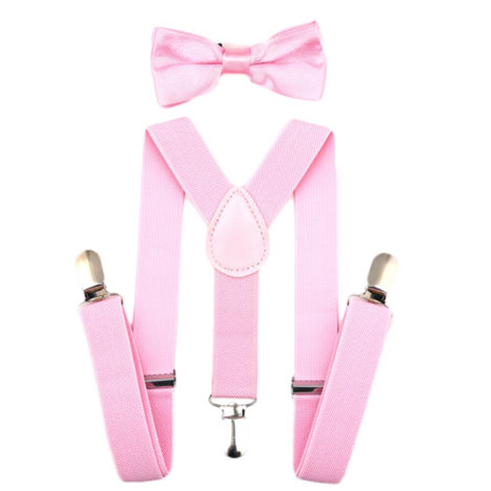 Justerbar gutte bomull slips festslips baby gutt småbarn sommerfugl sløyfe+selesett sett ensfarget: Rosa