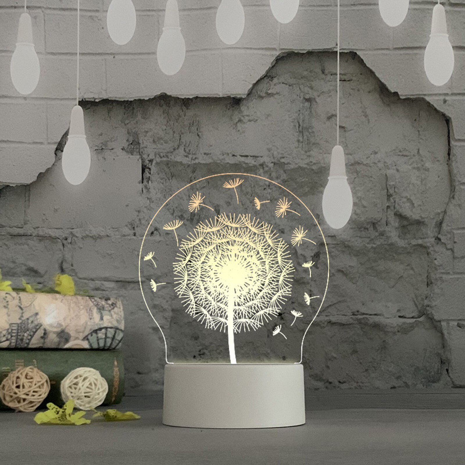Veilleuse LED 3D avec chargeur USB, attrape-animaux, luminaire décoratif d'intérieur, idéal pour une Table, un bureau ou une chambre à coucher, ou comme de noël: H