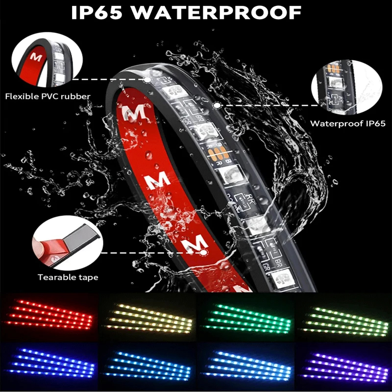 Lámpara LED de pie ambiental para Interior de coche con Control remoto inalámbrico USB, lámpara de neón de ambiente decorativo automático, barra LED, accesorios para coche