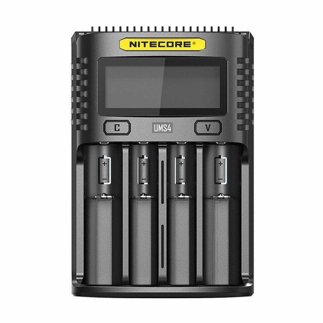 NITECORE UMS2 UMS4 UM2 UM4 SC4 inteligente QC cargador para 18650, 16340, 21700, 20700, 22650, 26500, 18350 aa aaa cargador de batería
