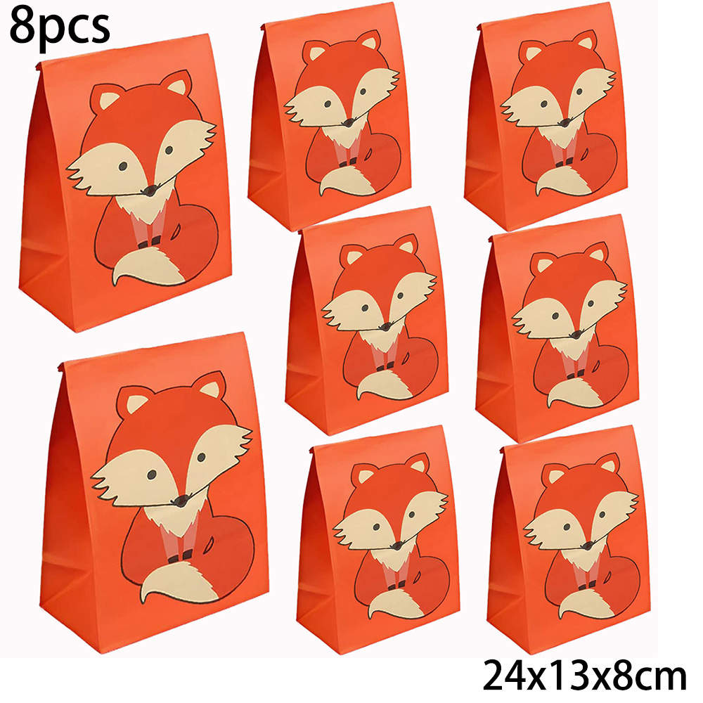 Fox Birthday Decorations Fox Plates Cupake Toppers Plastic Straws Supplies Fox Baby Shower Decoration Kids: Olive