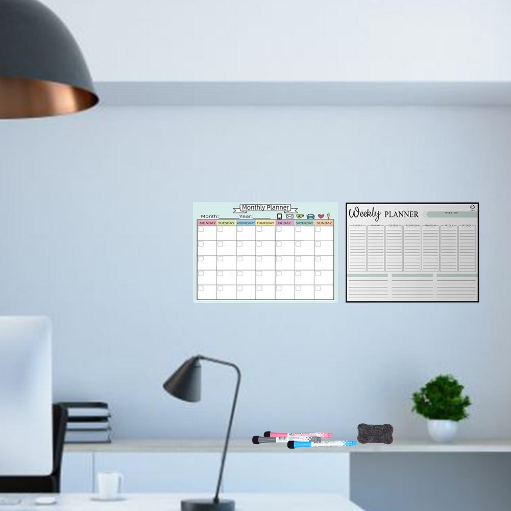 Magnetic Weekly Monthly Planner Whiteboard Fridge Magnet Flexible Daily Message Drawing Refrigerator Bulletin White Board