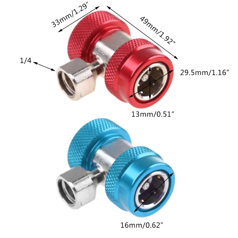 Auto High Low Pressure R134A Copper Quick-connect Adapters Quick Coupling Air Conditioner Refrigerant Coolant Adjustable M31 23