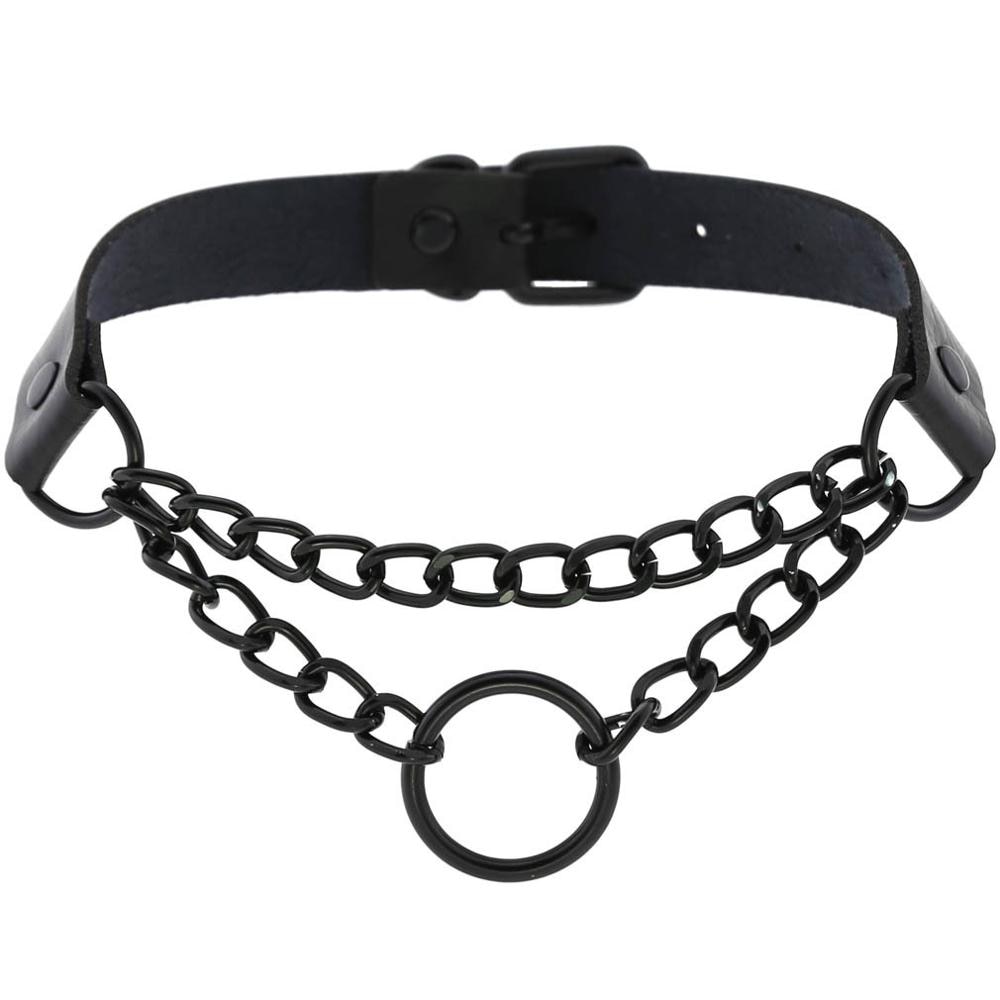 Schwarz Gothic O Kette choker kragen harajuku Punk Choker frauen mädchen schwarz leder chocker emo Kawaii hexe schmuck