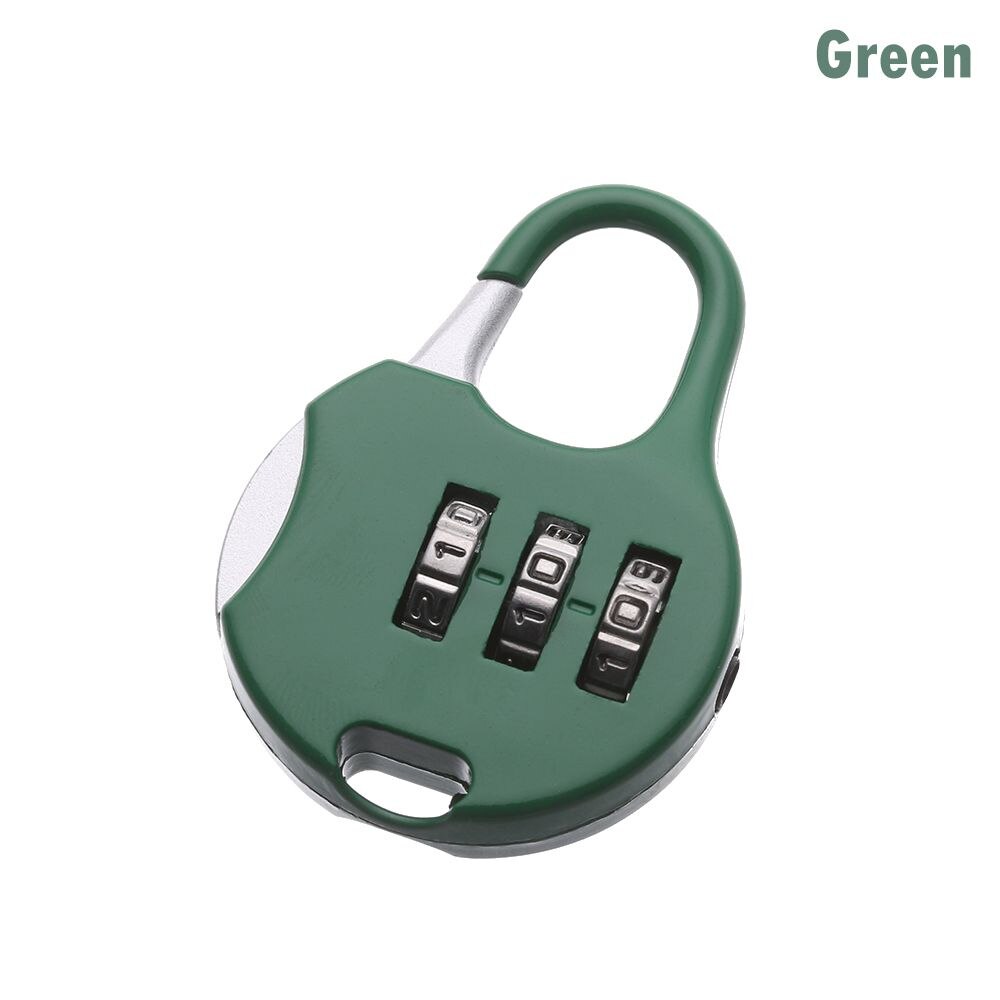 1Pc Mini 3 Dial Digit Number Code Password Lock Combination Code Travel Suitcase Luggage Diary Protector Metal Safe Lock: green
