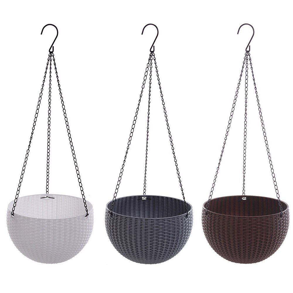 Ketting Opknoping Planters Bloempot Mand Plastic Vaas Tuin Kwekerij Imitatie Rotan Weven PP Home Decor Balkon Manden