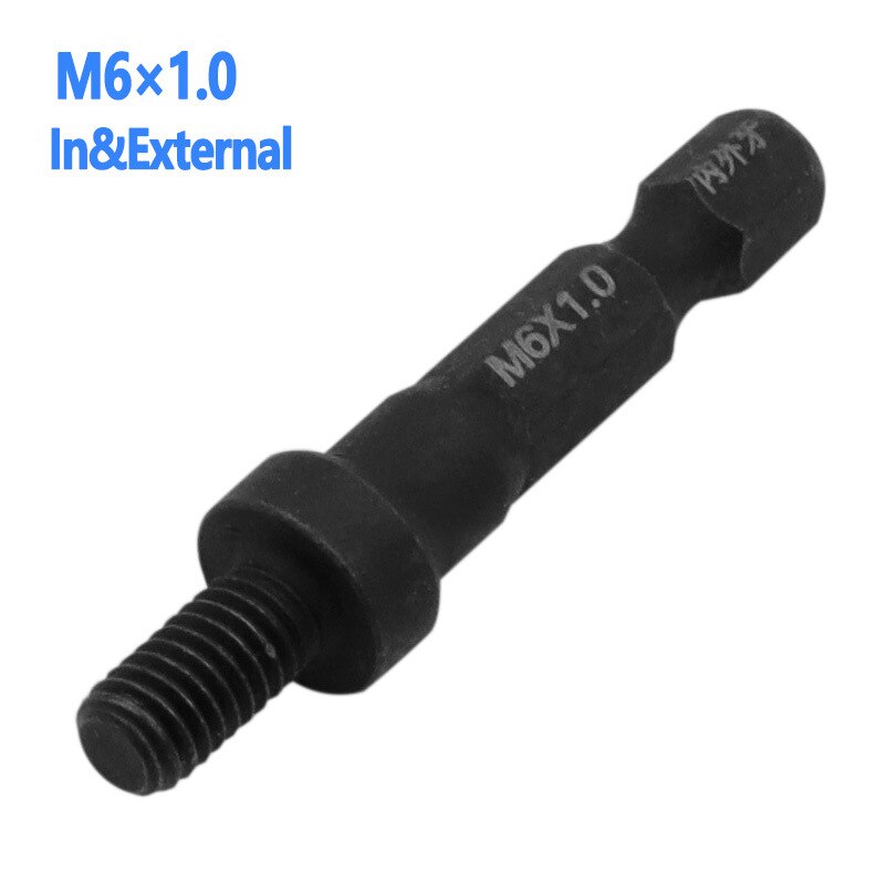 1Pcs M6 M8 M10 1/4 Hex Shank Square Driver Tap Die Socket Adapter Thread Screw Internal and External Screw Self attack sleeve: M6X1.0-A