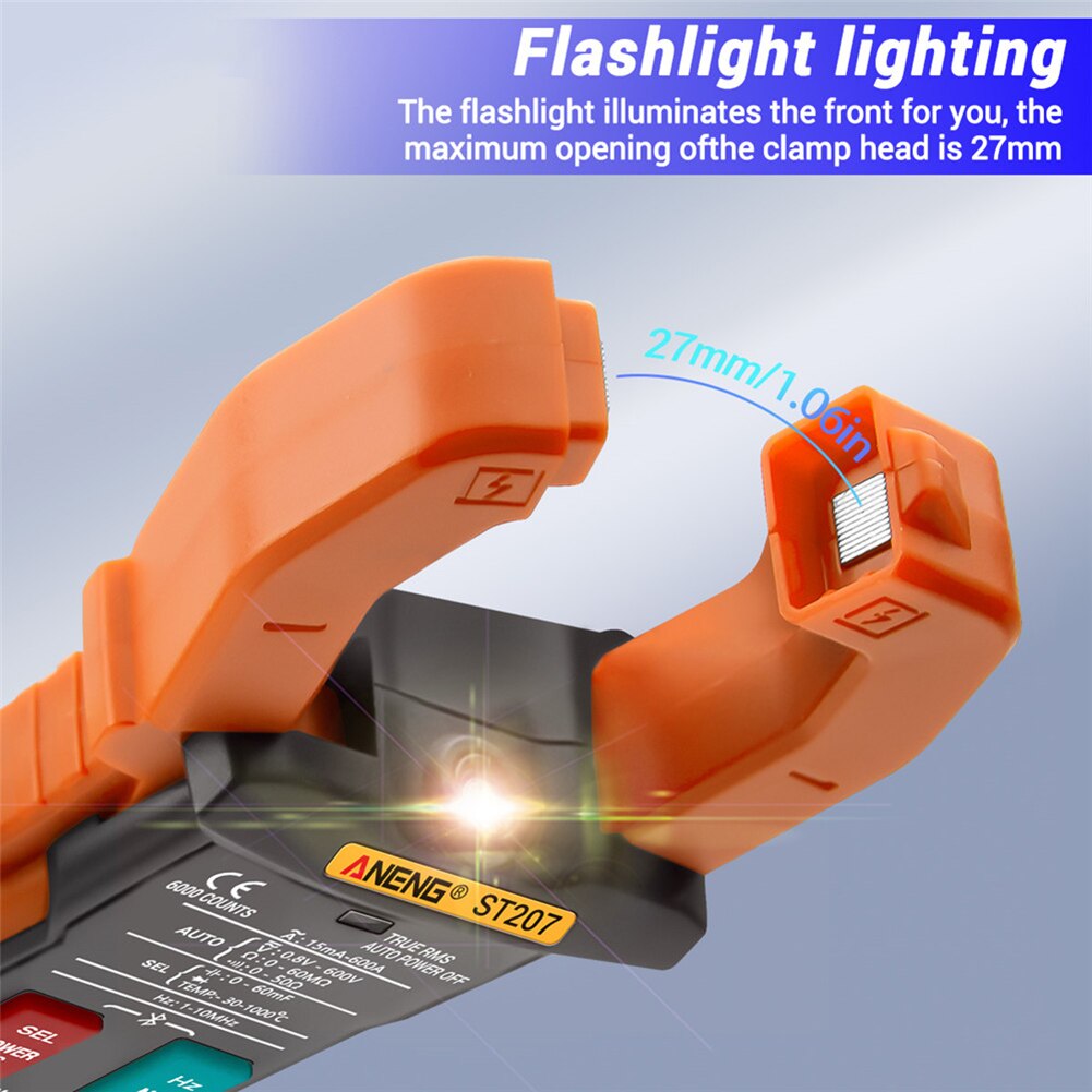Clamp Meter Multimeter APP Digital Auto Ranging Data Hold Strong Toughness Electric Portable Bluetooth Amp Meter