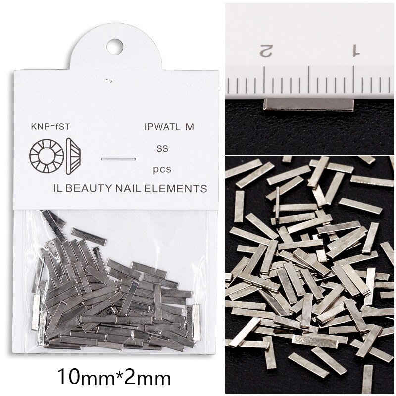 100 st/påse guldtacka silver svart 3d metall nageldekorationer legering berlocker för naglar tillbehör tillbehör verktyg 5 längder: 10mm svarta