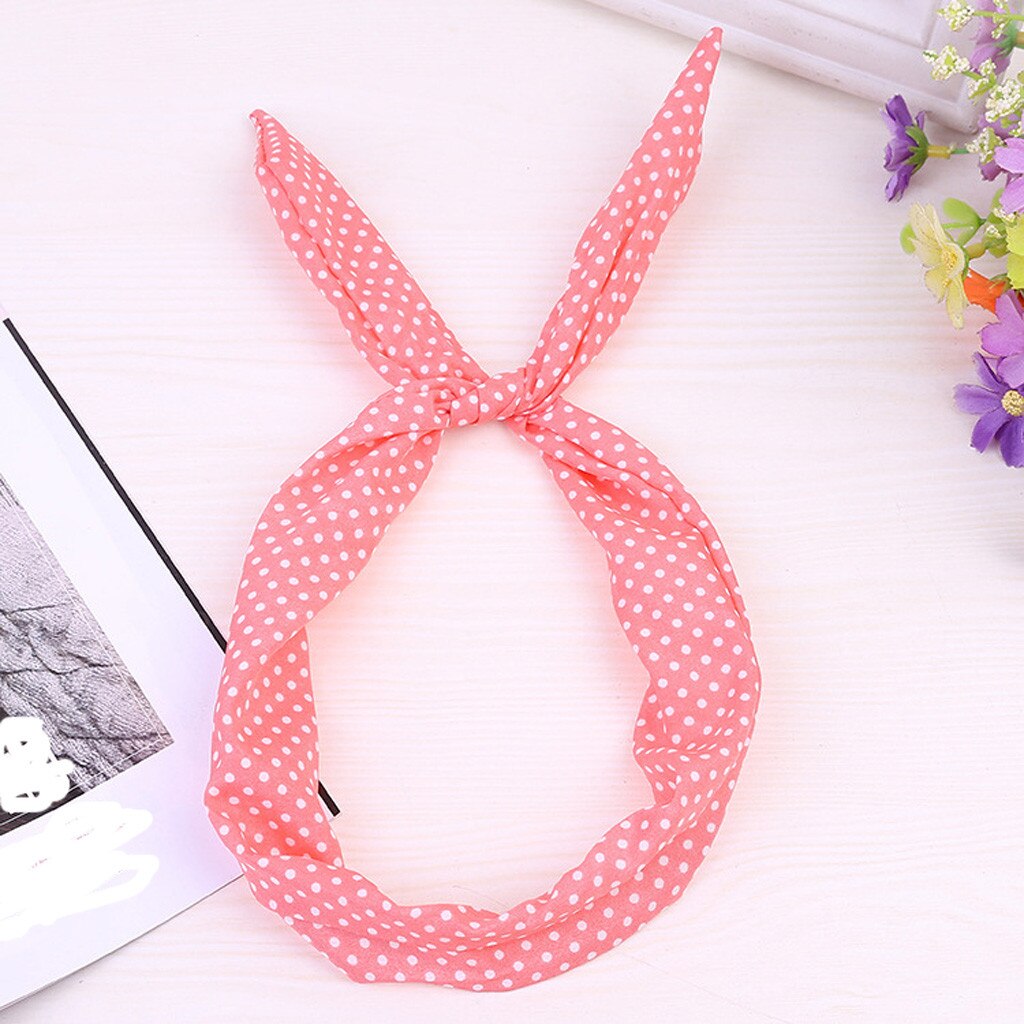 Diadema para el pelo ajustable con dibujos animados y lazo para niñas, banda multiusos para el cabello con alambre de metal, cinta para el pelo con estampado para mujeres, bonito turbante con lazo cruzado: Watermelon Red 