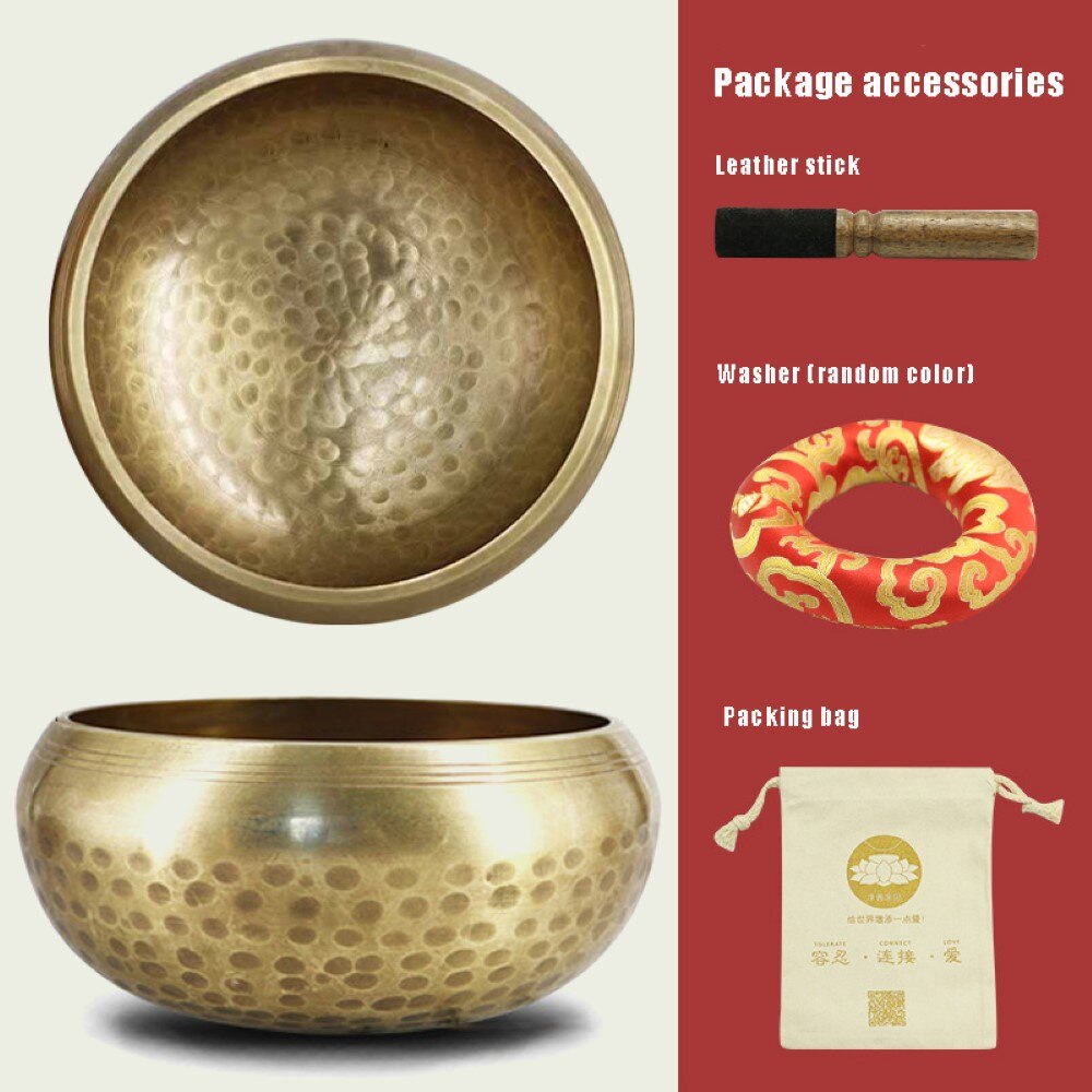 Tibetan Singing Bowl Set Buddha Sound Bowl Nepal Handmade Meditation Chanting Bowl for Healing and Mindfulness