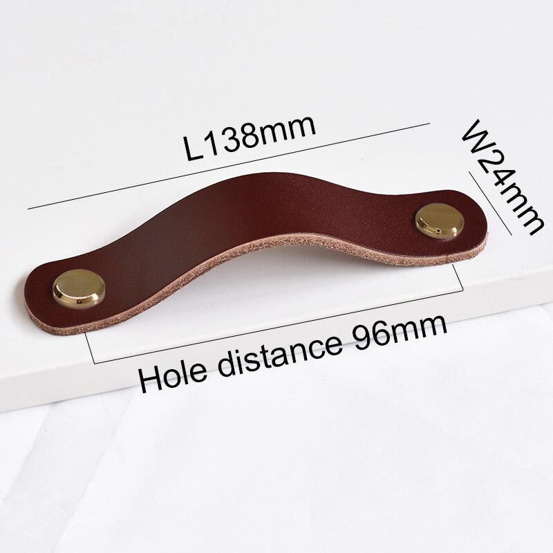 Mässingsbrunt läder handtag och skåp garderob dörr lådor handtag knopp byrå drar #39 rum knoppar tiradores: Guld -96mm
