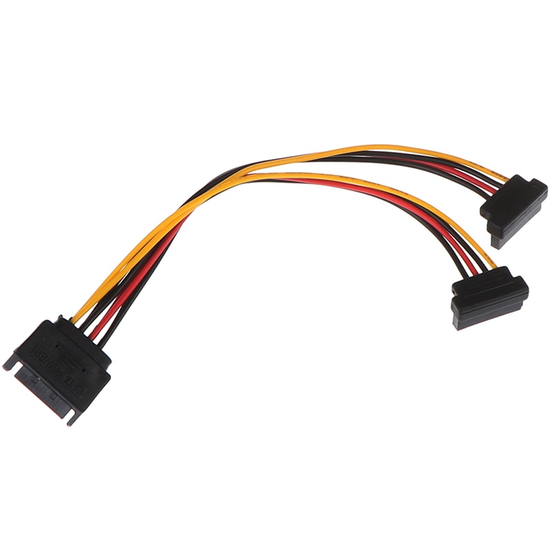 1pc 90 Degree SATA 15-Pin Male To 2 X 15P Female Y Splitter Adapter Sata Power Cable For HDD Hard Drive