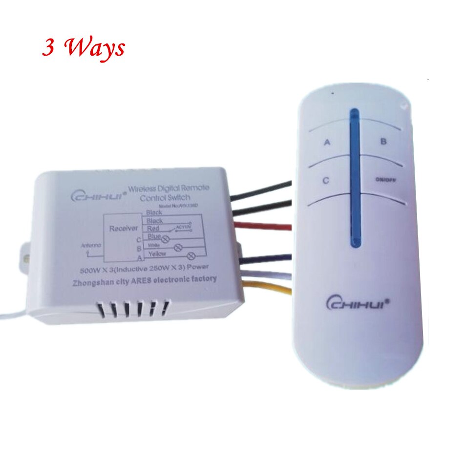 AC 110V Wireless Digital Remote Control Switch 1 2 3 Ways For Lamps Light Exhaust Fan Through-wall: 3 ways