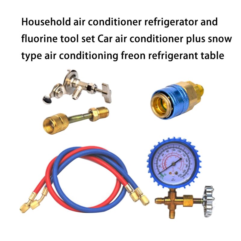R22, Kit de herramientas de adición de fluoruro de aire acondicionado refrigerante, medidor de Gas fresco común de freón para aire acondicionado de coche