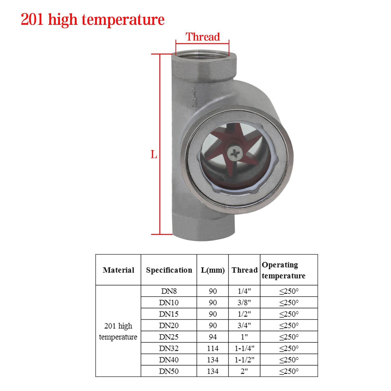 3/8&quot; 1/2&quot; 3/4&quot; 1&quot; - 2&quot; BSPT Female Window Sight Glass Flow Indicator With Impeller Stainless Steel Water Oil 1/4&quot;