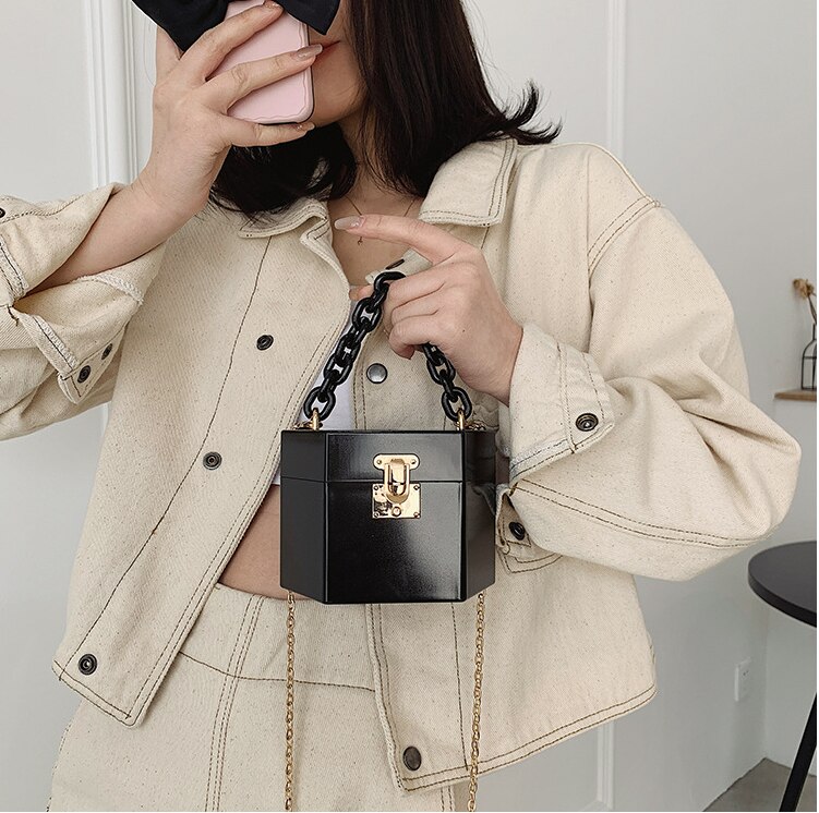 Candy Colors Resin Chain Acrylic Box Clutches Women Brand Shoulder Female Evening Bag Flap Crossbody Bag Handbag Purse