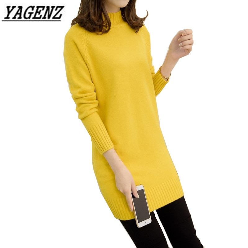 Factory direct sales Medium long Turtleneck Sweater Knitted Women's Clothing Winter Loose Pullover Casual Shirt Women Sweater