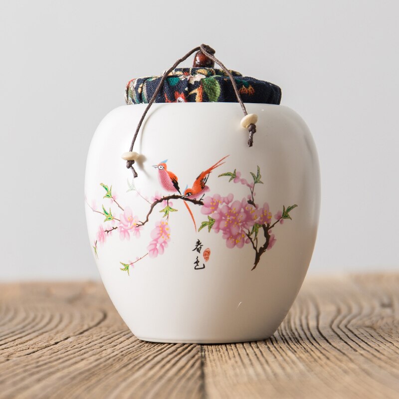 Moisture-proof seal portable ceramic with lid coffee bean candy biscuit collection storage tank kitchen storage decoration: B