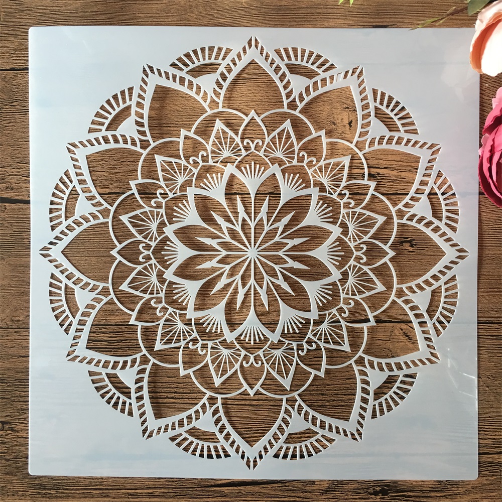 30*30cm geometri mandala hjerte krone gør-det-selv lagdeling stencils maleri scrapbog farvelægning prægning album dekorativ skabelon: Blå