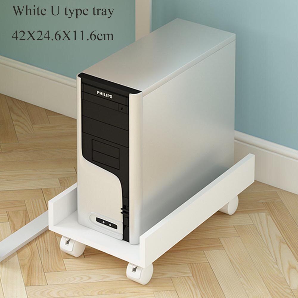 Multifunctionele Houten Rek Voor Computer Belangrijkste Processor Case Office Huis Gebruik Pc Host Ondersteuning Universele Kleurrijke Houten Lade: White U type tray